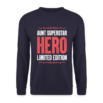 Best Aunt Heroine Saying - Unisex Sweatshirt - navy - Front - Alina (178cm) & Michal (187cm)
