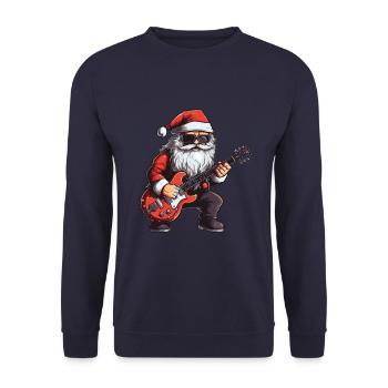 Santa Claus Guitar Santa - Unisex Sweatshirt - navy - Front - Alina (178cm) & Michal (187cm)