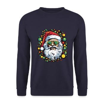 Santa Claus Colorful Santa Christmas - Unisex Sweatshirt - navy - Front - Alina (178cm) & Michal (187cm)
