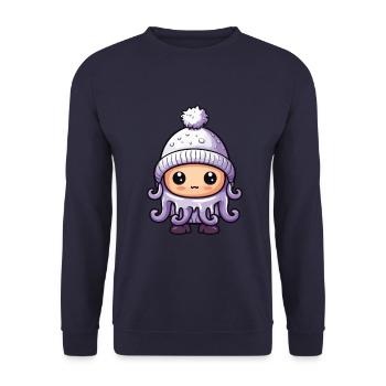 Octopus Winter Animal Cute Comic - Unisex Sweatshirt - navy - Front - Alina (178cm) & Michal (187cm)