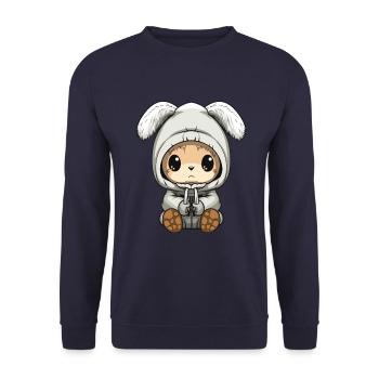 Bunny Winter Animal Cute Comic - Unisex Sweatshirt - navy - Front - Alina (178cm) & Michal (187cm)