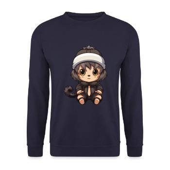 Monkey Winter Animal Cute Comic - Unisex Sweatshirt - navy - Front - Alina (178cm) & Michal (187cm)