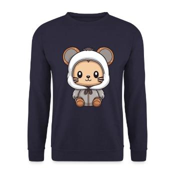 Mouse Winter Animal Cute Comic - Unisex Sweatshirt - navy - Front - Alina (178cm) & Michal (187cm)