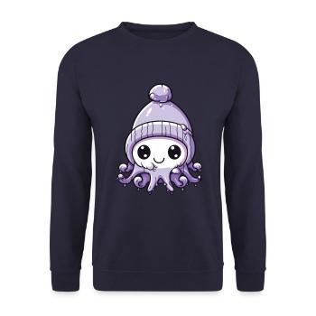 Poulpe Hiver Animal Mignon Bande Dessinée - Sweat-shirt Unisexe - marine - Devant - Alina (178cm) & Michal (187cm)