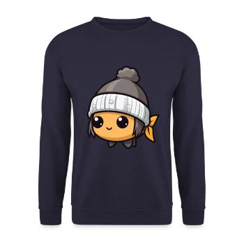 Fish Winter Animal Cute Comic - Unisex Sweatshirt - navy - Front - Alina (178cm) & Michal (187cm)