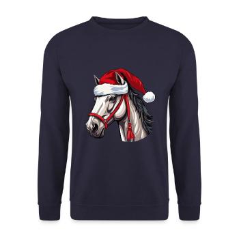 Noël tête de cheval Noël - Sweat-shirt Unisexe - marine - Devant - Alina (178cm) & Michal (187cm)