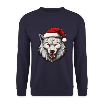 Noël tête de loup Noël - Sweat-shirt Unisexe - marine - Devant - Alina (178cm) & Michal (187cm)