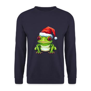 Tête de grenouille Noël crapaud Noël - Sweat-shirt Unisexe - marine - Devant - Alina (178cm) & Michal (187cm)