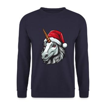 Unicorn Head Christmas Xmas - Unisex Sweatshirt - navy - Front - Alina (178cm) & Michal (187cm)
