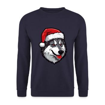 Tête de chien husky Noël Noël - Sweat-shirt Unisexe - marine - Devant - Alina (178cm) & Michal (187cm)