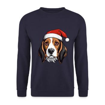 Beagle Dog Head Christmas Xmas - Unisex Sweatshirt - navy - Front - Alina (178cm) & Michal (187cm)