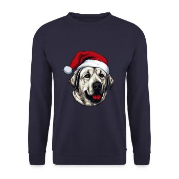 Kangal Hund Kopf Weihnachten Xmas - Unisex Pullover - Navy - Vorne - Alina (178cm) & Michal (187cm)