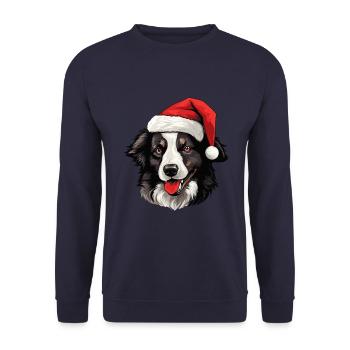 Border Collie tête de chien Noël Noël - Sweat-shirt Unisexe - marine - Devant - Alina (178cm) & Michal (187cm)