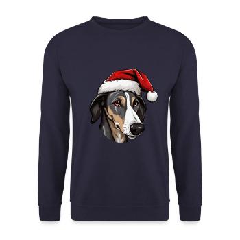 Greyhound Dog Head Christmas Xmas - Unisex Sweatshirt - navy - Front - Alina (178cm) & Michal (187cm)