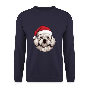 Malteser Hund Weihnachten Kopf - Unisex Pullover - Navy - Vorne - Alina (178cm) & Michal (187cm)