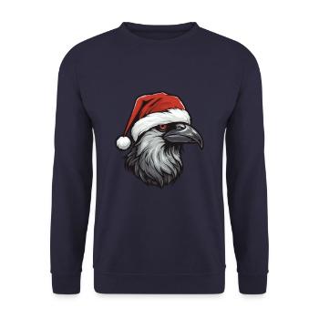 Krähe Rabe Weihnachten Tier Kopf - Unisex Pullover - Navy - Vorne - Alina (178cm) & Michal (187cm)