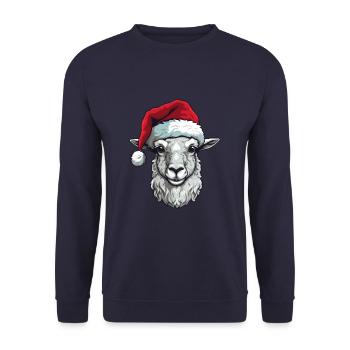 Alpaca Christmas Animal Head Llama - Unisex Sweatshirt - navy - Front - Alina (178cm) & Michal (187cm)