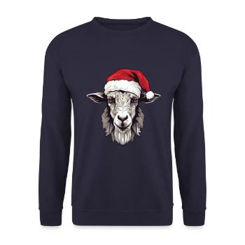 Ziege Xmas Weihnachten Tier Kopf - Unisex Pullover - Navy - Vorne - Alina (178cm) & Michal (187cm)