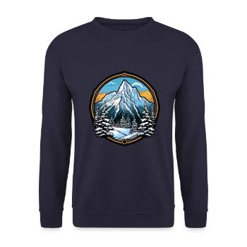 Mountains Symbol Coat of Arms Winter - Unisex Sweatshirt - navy - Front - Alina (178cm) & Michal (187cm)