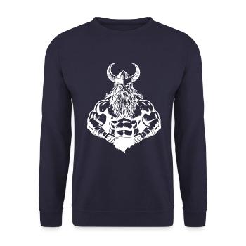 Viking Muscles Entraînement Fitness - Sweat-shirt Unisexe - marine - Devant - Alina (178cm) & Michal (187cm)