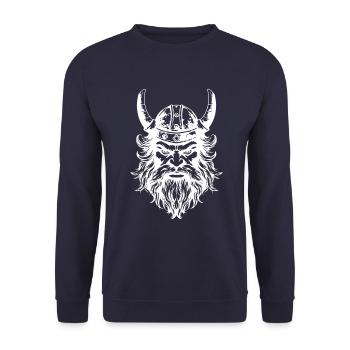 Viking Head Helmet - Unisex Sweatshirt - navy - Front - Alina (178cm) & Michal (187cm)