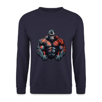 Gorilla Beast Bodybuilding Muskeln Gym - Unisex Pullover - Navy - Vorne - Alina (178cm) & Michal (187cm)