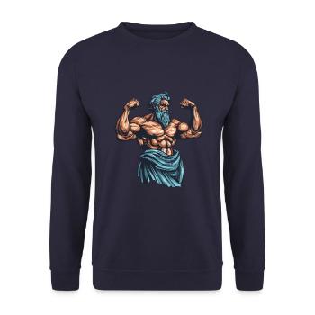 Bodybuilder Mythologie Bodybuilding Muskeln - Unisex Pullover - Navy - Vorne - Alina (178cm) & Michal (187cm)
