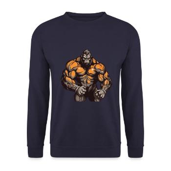 Gorilla Gym Bodybuilding Muskeln Beast - Unisex Pullover - Navy - Vorne - Alina (178cm) & Michal (187cm)