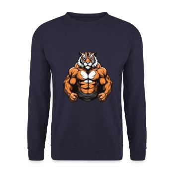 Tiger Muscles MMA Fighter Beast - Unisex Sweatshirt - navy - Front - Alina (178cm) & Michal (187cm)