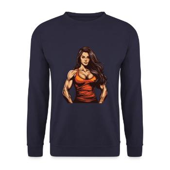 Woman Muscles Fbb Bodybuilding Girl Fitness - Unisex Sweatshirt - navy - Front - Alina (178cm) & Michal (187cm)