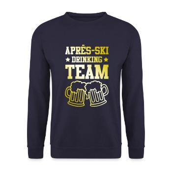 Équipe de beuverie après-ski - Sweat-shirt Unisexe - marine - Devant - Alina (178cm) & Michal (187cm)