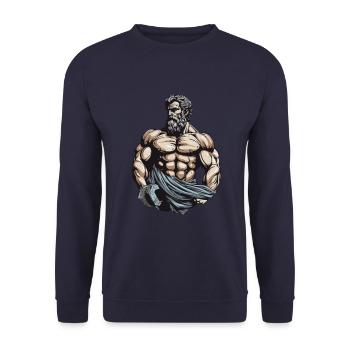 Bodybuilder Mythologie Bodybuilding Muskeln - Unisex Pullover - Navy - Vorne - Alina (178cm) & Michal (187cm)