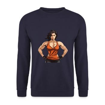 Woman Muscles Fbb Bodybuilding Girl Fitness - Unisex Sweatshirt - navy - Front - Alina (178cm) & Michal (187cm)