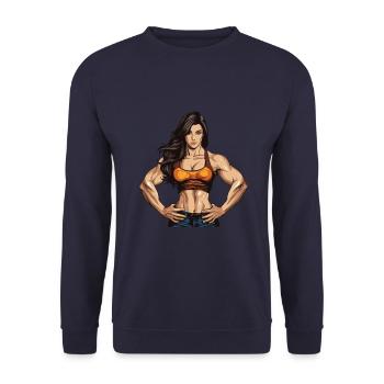 Femme Fitness Muscles Workout Gym Fille - Sweat-shirt Unisexe - marine - Devant - Alina (178cm) & Michal (187cm)