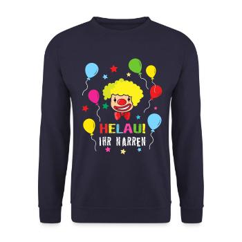 Helau Narr Narren Clown Kostüm Karneval lustig - Unisex Pullover - Navy - Vorne - Alina (178cm) & Michal (187cm)