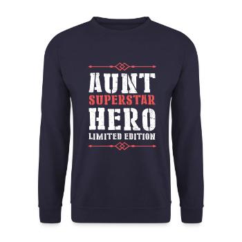 Best Aunt Heroine Saying - Unisex Sweatshirt - navy - Front - Alina (178cm) & Michal (187cm)