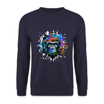 Monkey Head Portrait Colorful - Unisex Sweatshirt - navy - Front - Alina (178cm) & Michal (187cm)