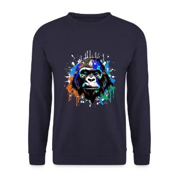 Gorilla Head Portrait Colorful - Unisex Sweatshirt - navy - Front - Alina (178cm) & Michal (187cm)