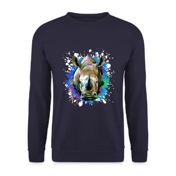 Rhinoceros Head Portrait Colorful - Unisex Sweatshirt - navy - Front - Alina (178cm) & Michal (187cm)