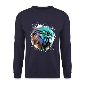 Rooster Head Portrait Colorful - Unisex Sweatshirt - navy - Front - Alina (178cm) & Michal (187cm)