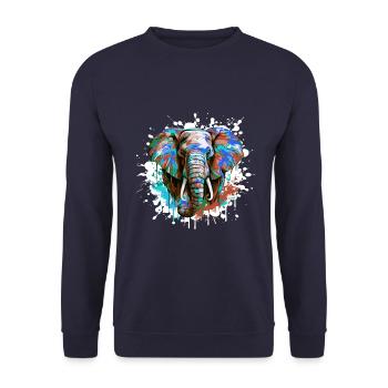 Elephant Head Portrait Colorful - Unisex Sweatshirt - navy - Front - Alina (178cm) & Michal (187cm)