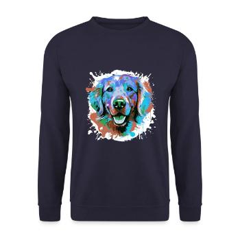 Golden Retriever Dog Head Portrait Colorful - Unisex Sweatshirt - navy - Front - Alina (178cm) & Michal (187cm)