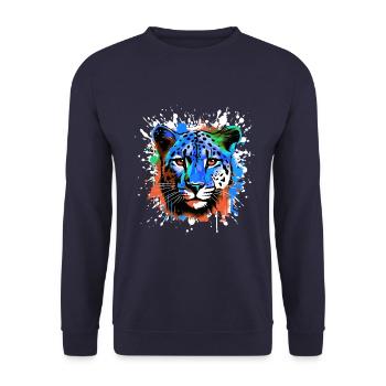 Cheetah Head Portrait Colorful - Unisex Sweatshirt - navy - Front - Alina (178cm) & Michal (187cm)