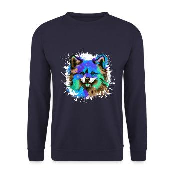 Pomeranian Dog Head Portrait Colorful - Unisex Sweatshirt - navy - Front - Alina (178cm) & Michal (187cm)