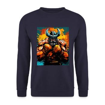 Wikinger Boxer Kämpfer Odin - Unisex Pullover - Navy - Vorne - Alina (178cm) & Michal (187cm)