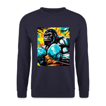 Gorilla Boxer Kämpfer Beast - Unisex Pullover - Navy - Vorne - Alina (178cm) & Michal (187cm)