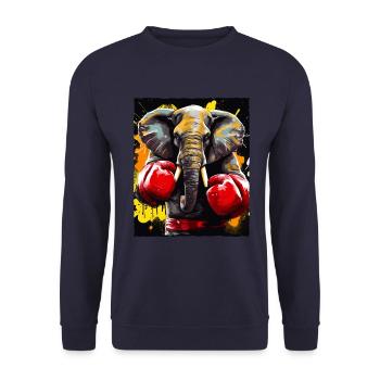 Combattant de boxeur éléphant - Sweat-shirt Unisexe - marine - Devant - Alina (178cm) & Michal (187cm)