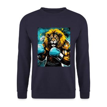 Combattant de boxeur lion - Sweat-shirt Unisexe - marine - Devant - Alina (178cm) & Michal (187cm)