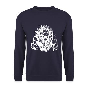 Löwe Muskeln Gym MMA Fighter - Unisex Pullover - Navy - Vorne - Alina (178cm) & Michal (187cm)