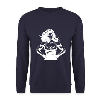 Woman Muscles Gym Bodybuilding Fitness - Unisex Sweatshirt - navy - Front - Alina (178cm) & Michal (187cm)